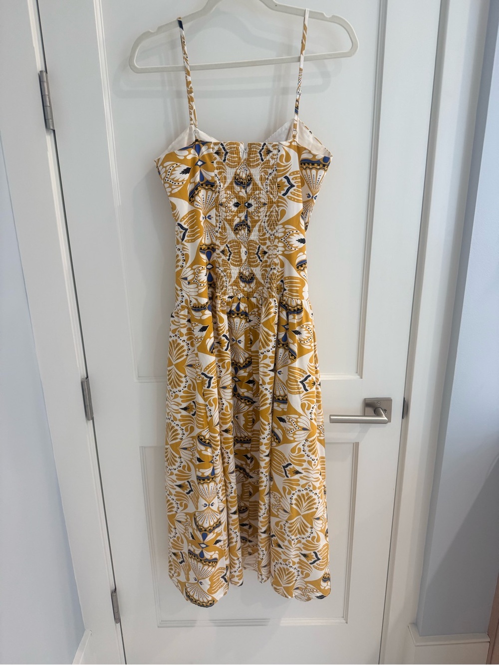 Moon River Yellow Floral Print Spaghetti Strap Midi Dress - Picture 6 of 6